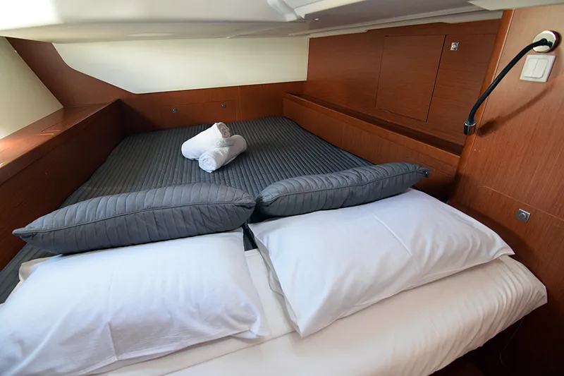 Cabin on Semiramis, a Beneteau Oceanis 45 sailboat at Kontokali, Greece