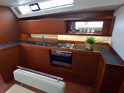 Galley of Semiramis, a Beneteau Oceanis 45 sailboat at Kontokali, Greece