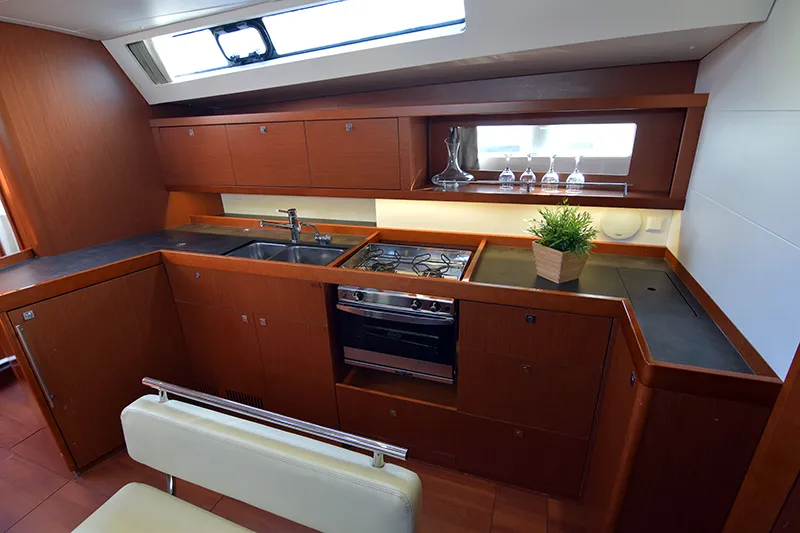 Galley of Semiramis, a Beneteau Oceanis 45 sailboat at Kontokali, Greece