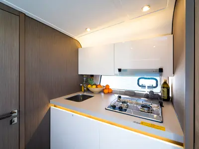 Galley of Star Trek, a Beneteau Gran Turismo 41 motor yacht at Šibenik, Croatia
