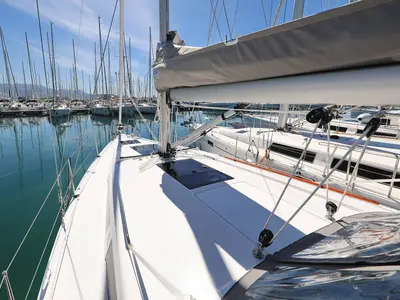 Barcelona, a Hanse 388 sailboat at Grad Šibenik, Croatia