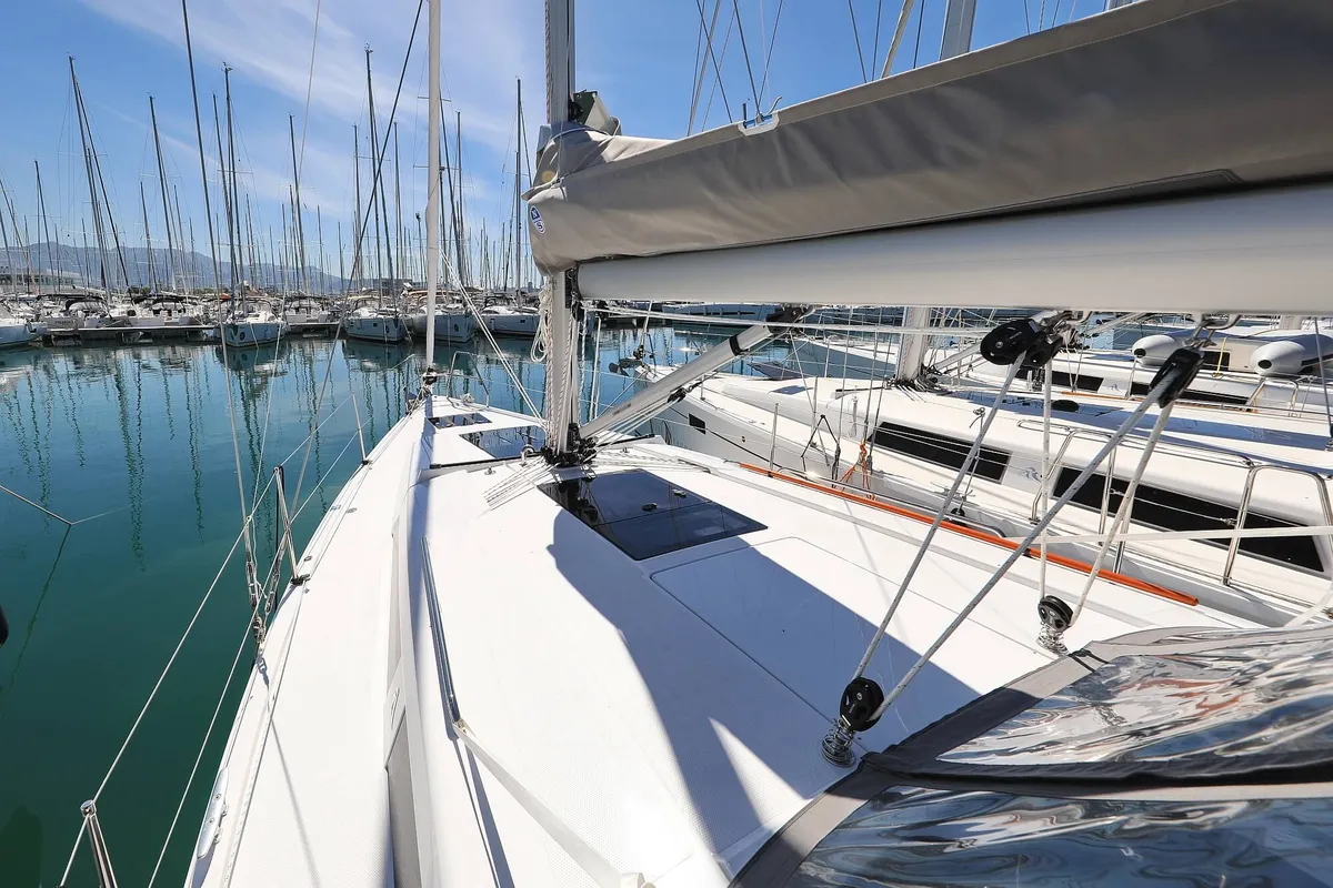 Barcelona, a Hanse 388 sailboat at Grad Šibenik, Croatia