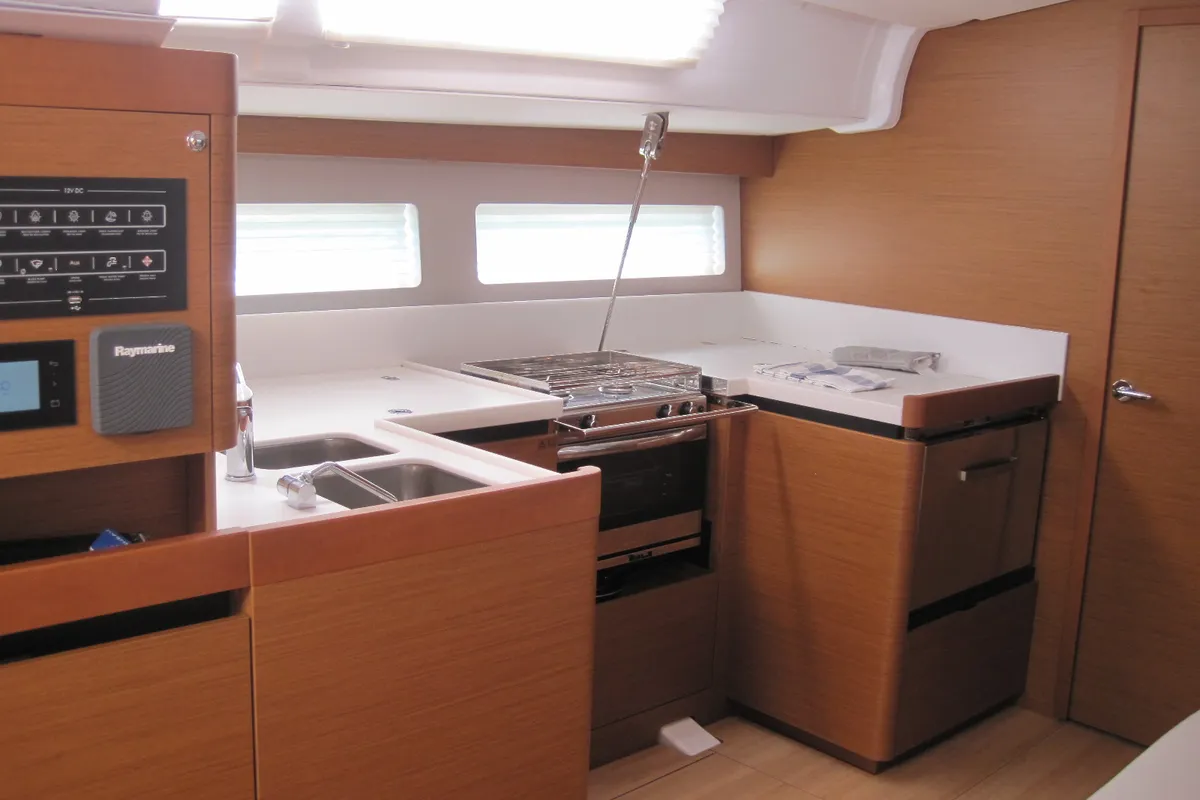 Teresa, a Jeanneau Sun Odyssey 490 sailboat at Capo d'Orlando, Italy