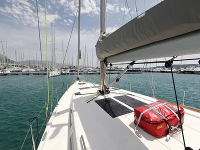 Deck of Purple Rain, a Hanse 455 sailboat at Grad Šibenik, Croatia
