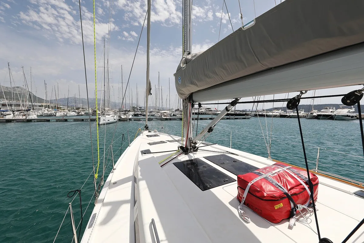 Deck of Purple Rain, a Hanse 455 sailboat at Grad Šibenik, Croatia