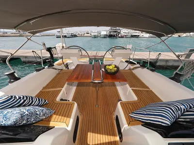 Deck of Purple Rain, a Hanse 455 sailboat at Grad Šibenik, Croatia