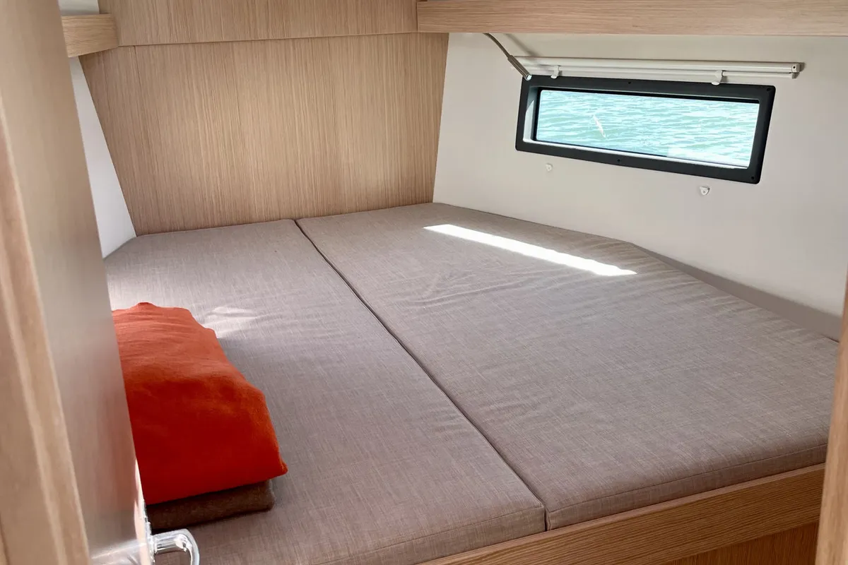 Cabin on Levante, a Bavaria C38 sailboat at Palma de Mallorca, Spain