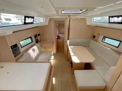 Salon of Levante, a Bavaria C38 sailboat at Palma de Mallorca, Spain