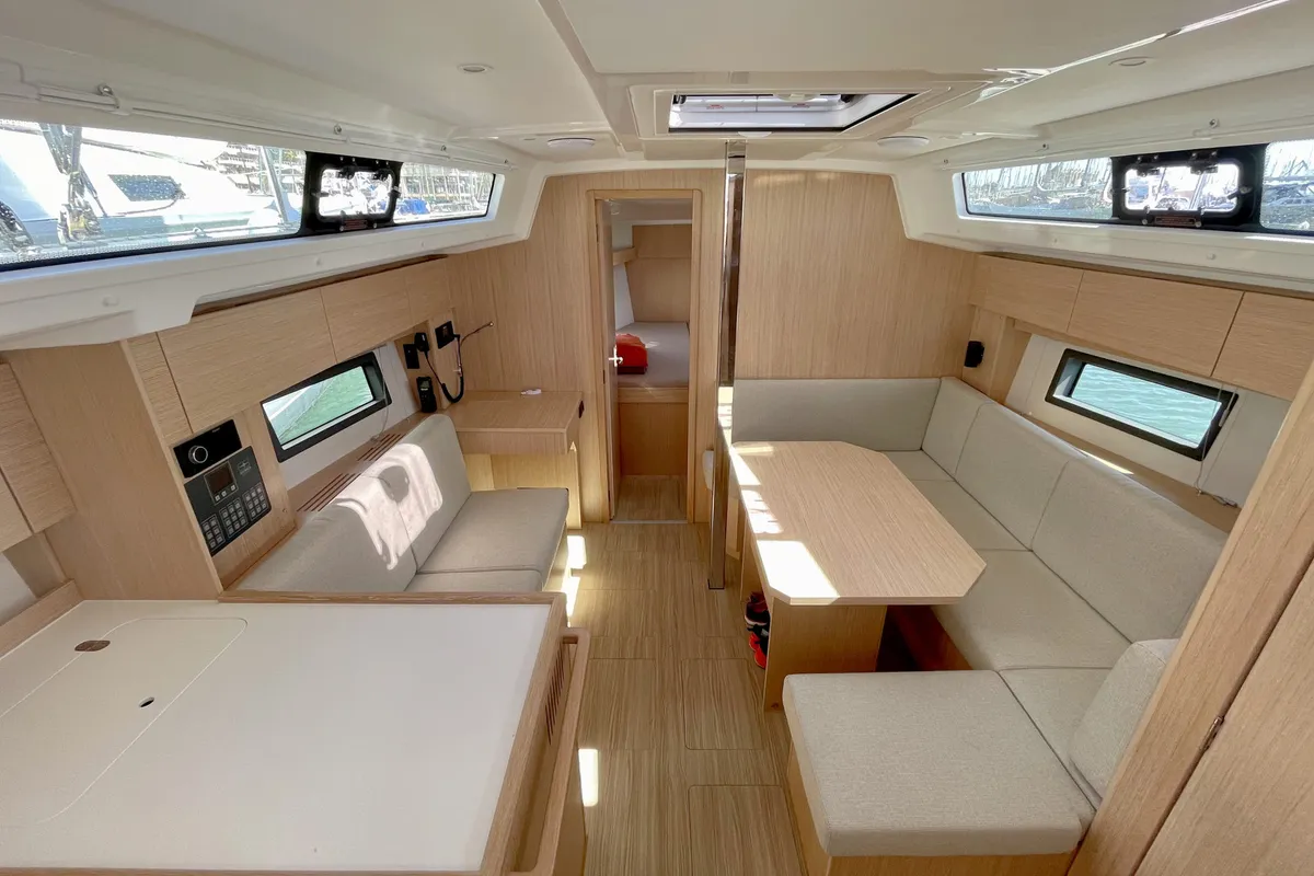 Salon of Levante, a Bavaria C38 sailboat at Palma de Mallorca, Spain