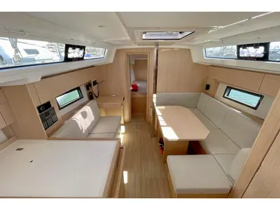 Salon of Levante, a Bavaria C38 sailboat at Palma de Mallorca, Spain