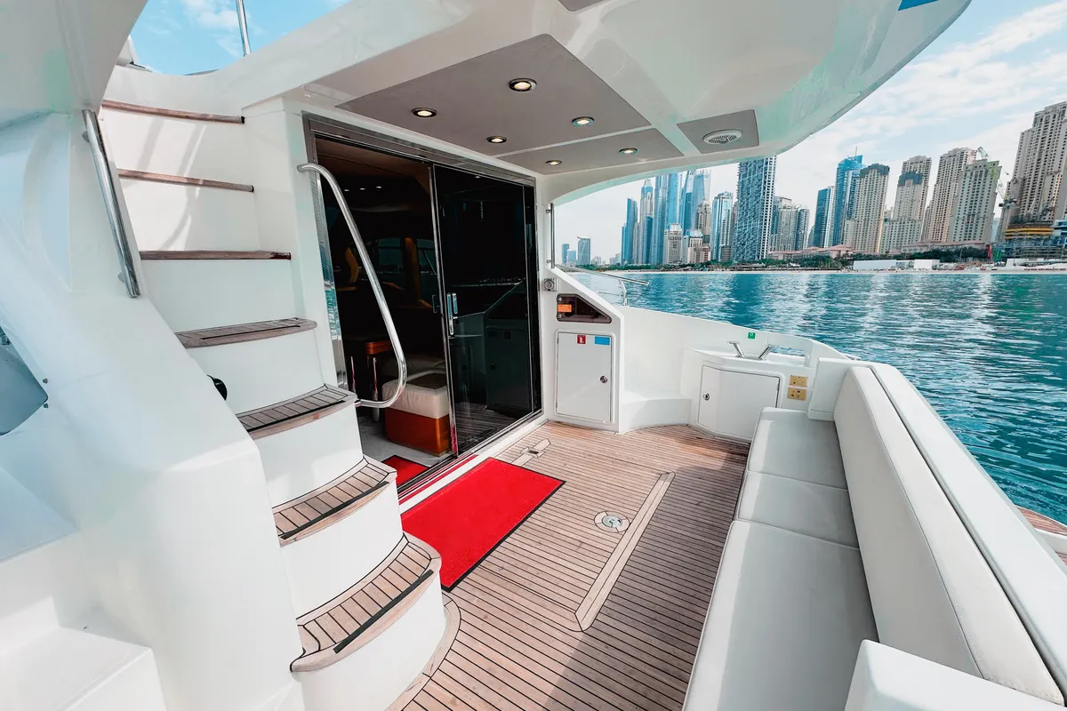 Azimut 50, a motor yacht at Dubai Harbour, United Arab Emirates