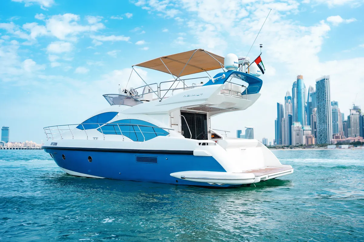 Azimut 50, a motor yacht at Dubai Harbour, United Arab Emirates