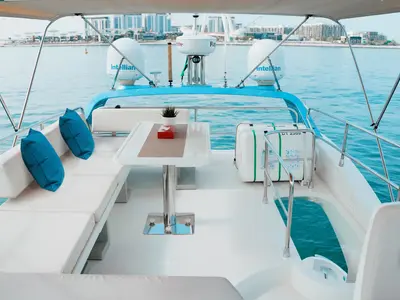 Azimut 50, a motor yacht at Dubai Harbour, United Arab Emirates