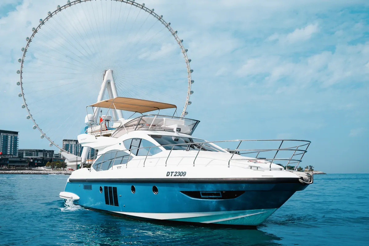Azimut 50, a motor yacht at Dubai Harbour, United Arab Emirates