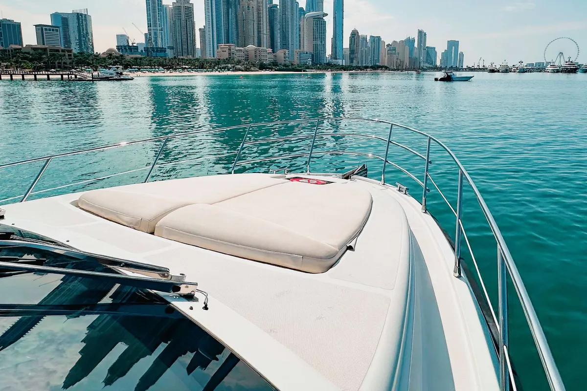 Azimut 50, a motor yacht at Dubai Harbour, United Arab Emirates