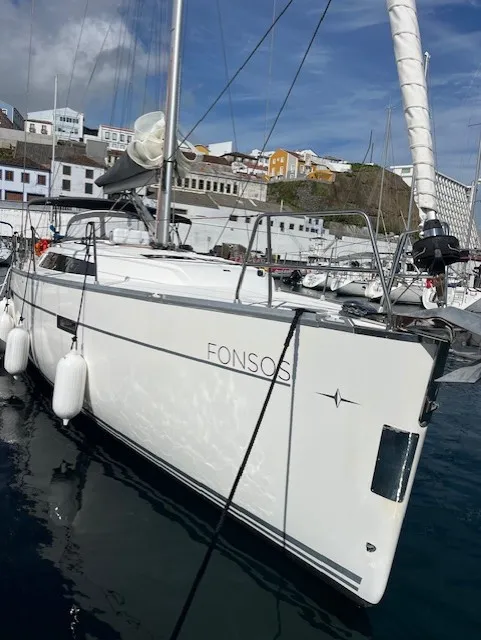 Exterior view of Fonsos, a Bavaria 46 Cruiser sailboat at São Pedro, Portugal