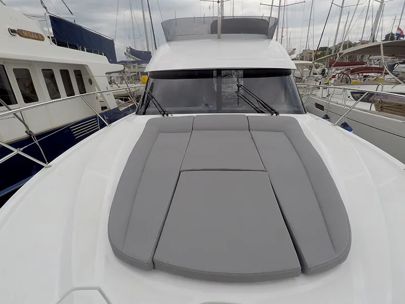 Deck of Capricorn, a Beneteau Antares 36 motor yacht at Grad Šibenik, Croatia