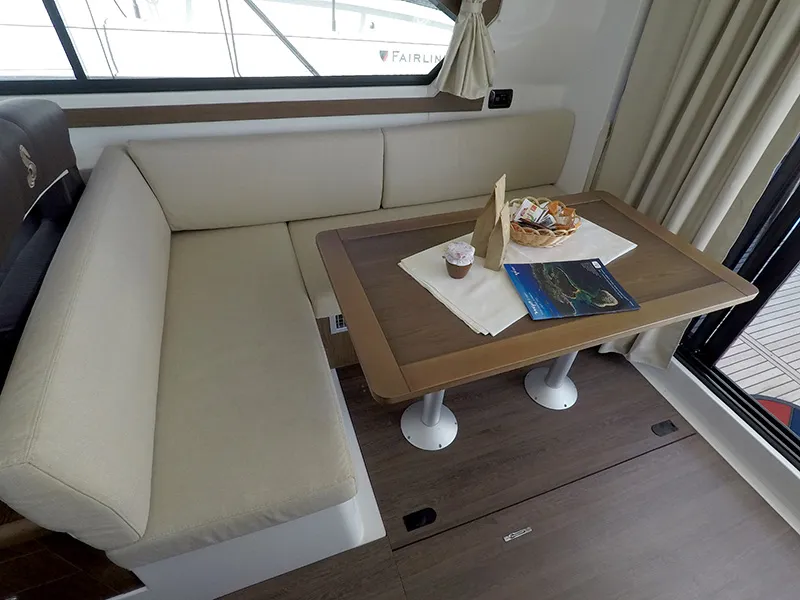 Salon of Capricorn, a Beneteau Antares 36 motor yacht at Grad Šibenik, Croatia