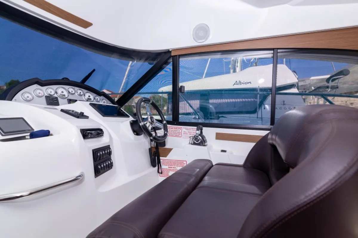 Cockpit of Capricorn, a Beneteau Antares 36 motor yacht at Grad Šibenik, Croatia