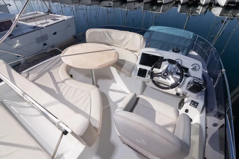 Cockpit of Capricorn, a Beneteau Antares 36 motor yacht at Grad Šibenik, Croatia