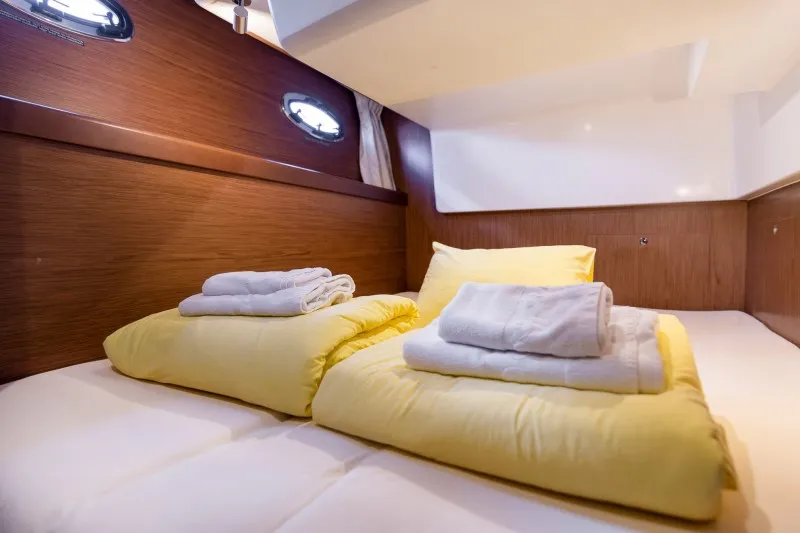 Cabin on Capricorn, a Beneteau Antares 36 motor yacht at Grad Šibenik, Croatia