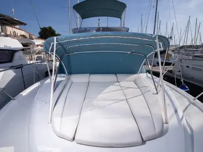 Deck of Capricorn, a Beneteau Antares 36 motor yacht at Grad Šibenik, Croatia