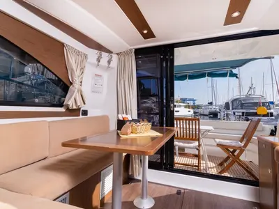 Salon of Capricorn, a Beneteau Antares 36 motor yacht at Grad Šibenik, Croatia