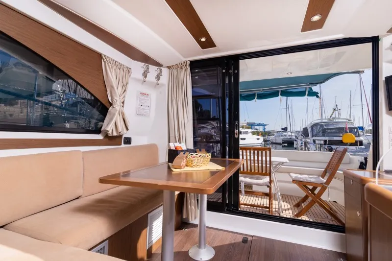 Salon of Capricorn, a Beneteau Antares 36 motor yacht at Grad Šibenik, Croatia
