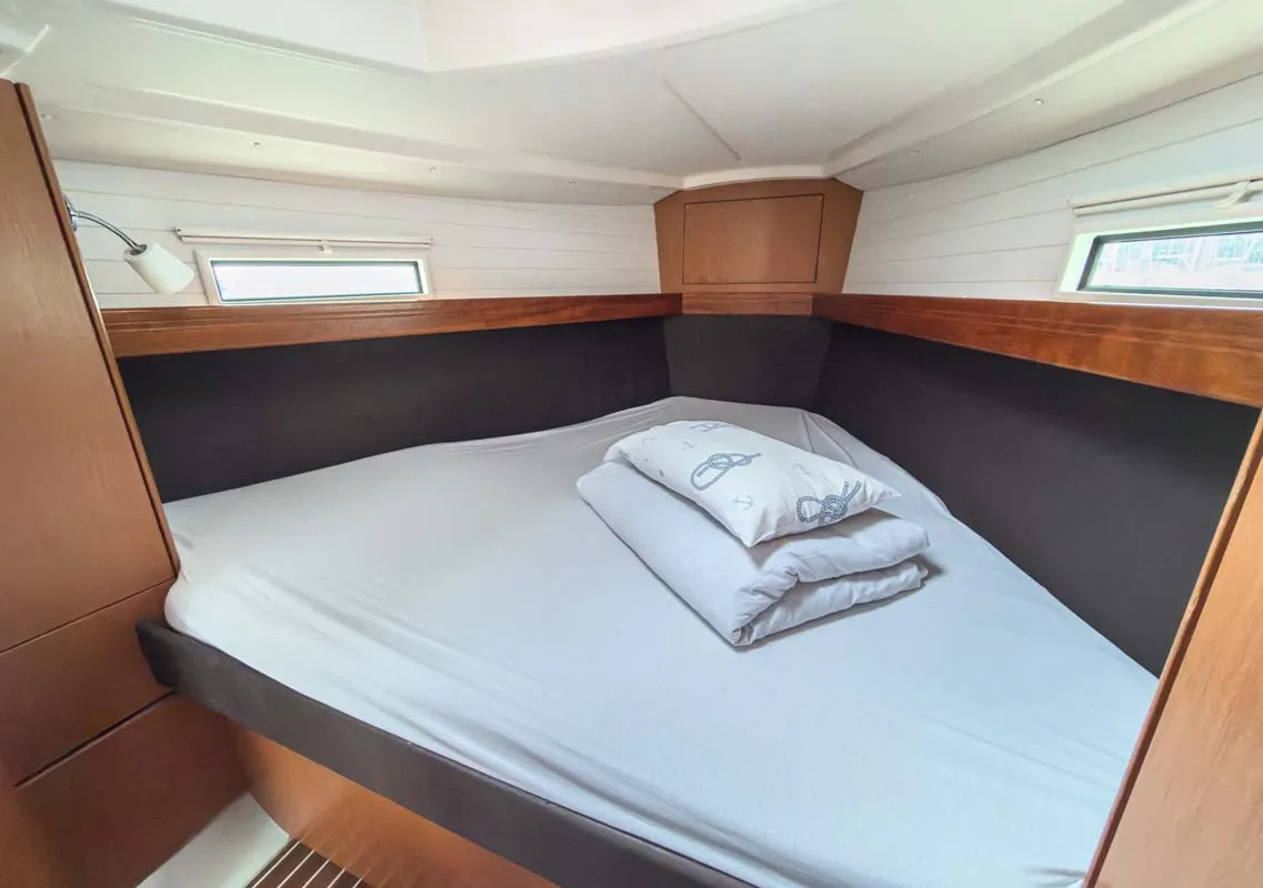 Cabin on Astravi, a Bavaria Cruiser 37 sailboat at Grad Pula, Croatia