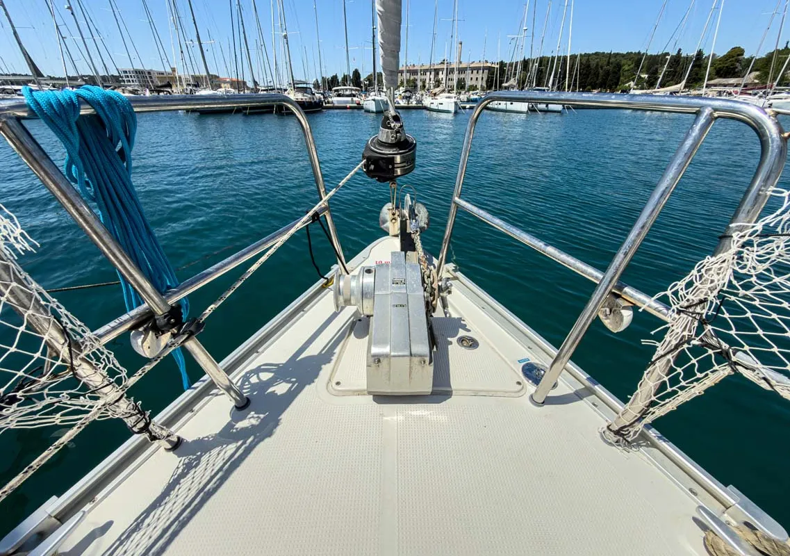 Deck of Astravi, a Bavaria Cruiser 37 sailboat at Grad Pula, Croatia