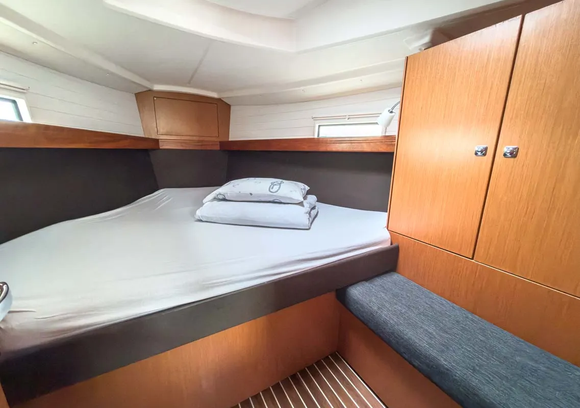 Cabin on Astravi, a Bavaria Cruiser 37 sailboat at Grad Pula, Croatia