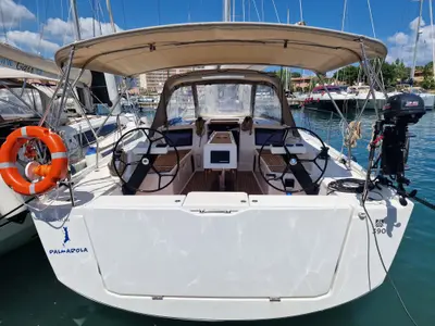 Cockpit of Palmarola, a Dufour 390 GL sailboat at Tonnarella, Italy