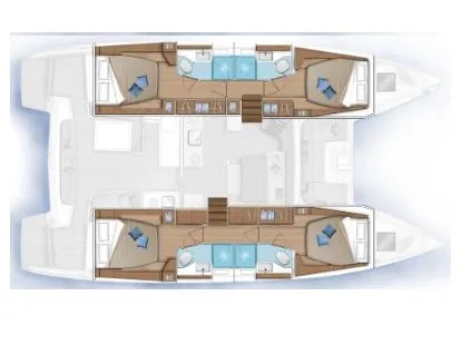 Floor plan of Lord Ervis, a Lagoon 46 catamaran at Municipal Unit of Lefkada, Greece