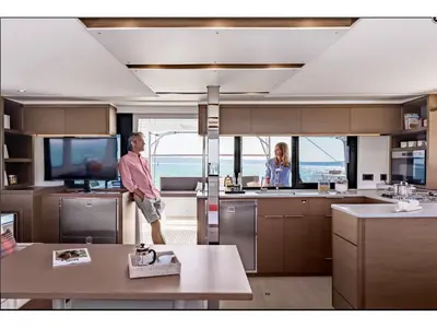 Salon of Lord Ervis, a Lagoon 46 catamaran at Municipal Unit of Lefkada, Greece