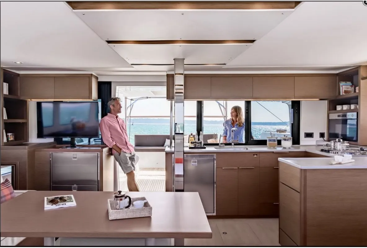 Salon of Lord Ervis, a Lagoon 46 catamaran at Municipal Unit of Lefkada, Greece
