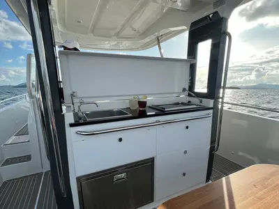 Galley of Mija, a Nimbus T11 motorboat at Ko Kaeo, Thailand
