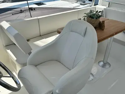 Cockpit of Nereide, a Beneteau Swift Trawler 48 motor yacht at Rogoznica, Croatia