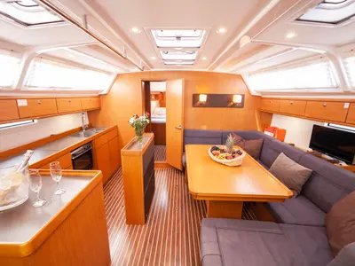 Salon of Sail Vega, a Bavaria Cruiser 46 sailboat at Fethiye, Turkey