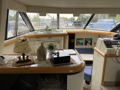 Cockpit of Alexandra, a Gulet Motoryacht motorboat at Rapperswil-Jona, Switzerland
