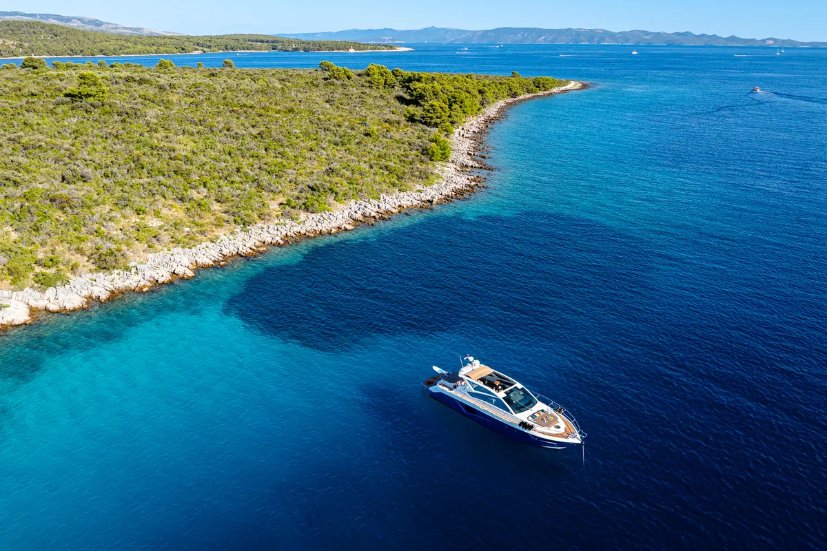 Darling Barbara, a Cranchi 56 ST motor yacht at Općina Milna, Croatia