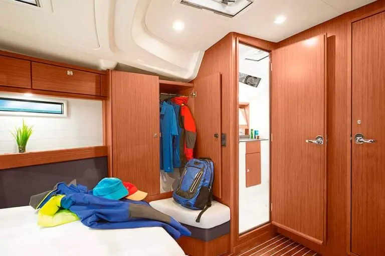 Cabin on Vitabella 5, a Bavaria Cruiser 51 sailboat at es Jonquet, Spain