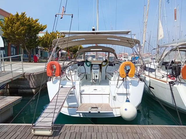 Exterior view of SO409-15L, a Jeanneau Sun Odyssey 409 sailboat at Municipal Unit of Lefkada, Greece