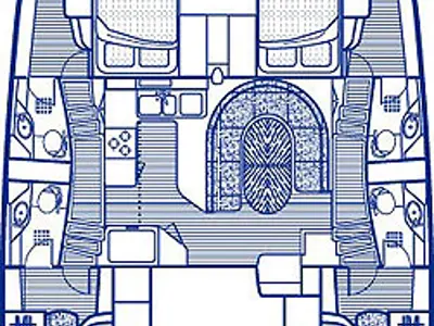 Floor plan of Marina, a Leopard 45 catamaran at Athens, Greece