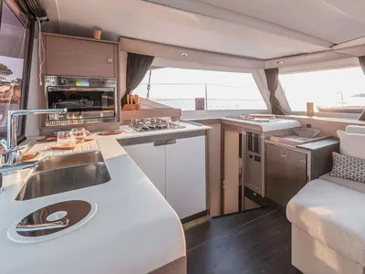 Galley of My Way, a Fountaine Pajot Isla 40 catamaran at Taranto, Italy