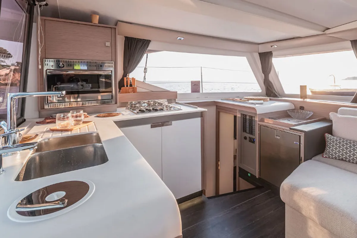 Galley of My Way, a Fountaine Pajot Isla 40 catamaran at Taranto, Italy
