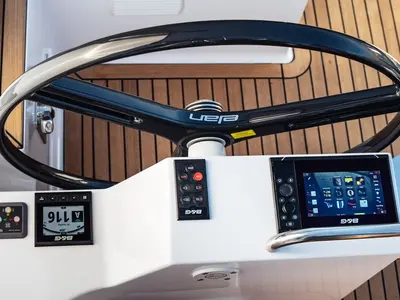 Cockpit of Baby Shark, a Elan Impression 40.1 sailboat at Zadar, Croatia