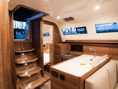 Galley of Baby Shark, a Elan Impression 40.1 sailboat at Zadar, Croatia