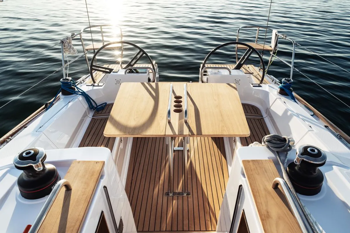 Deck of Baby Shark, a Elan Impression 40.1 sailboat at Zadar, Croatia