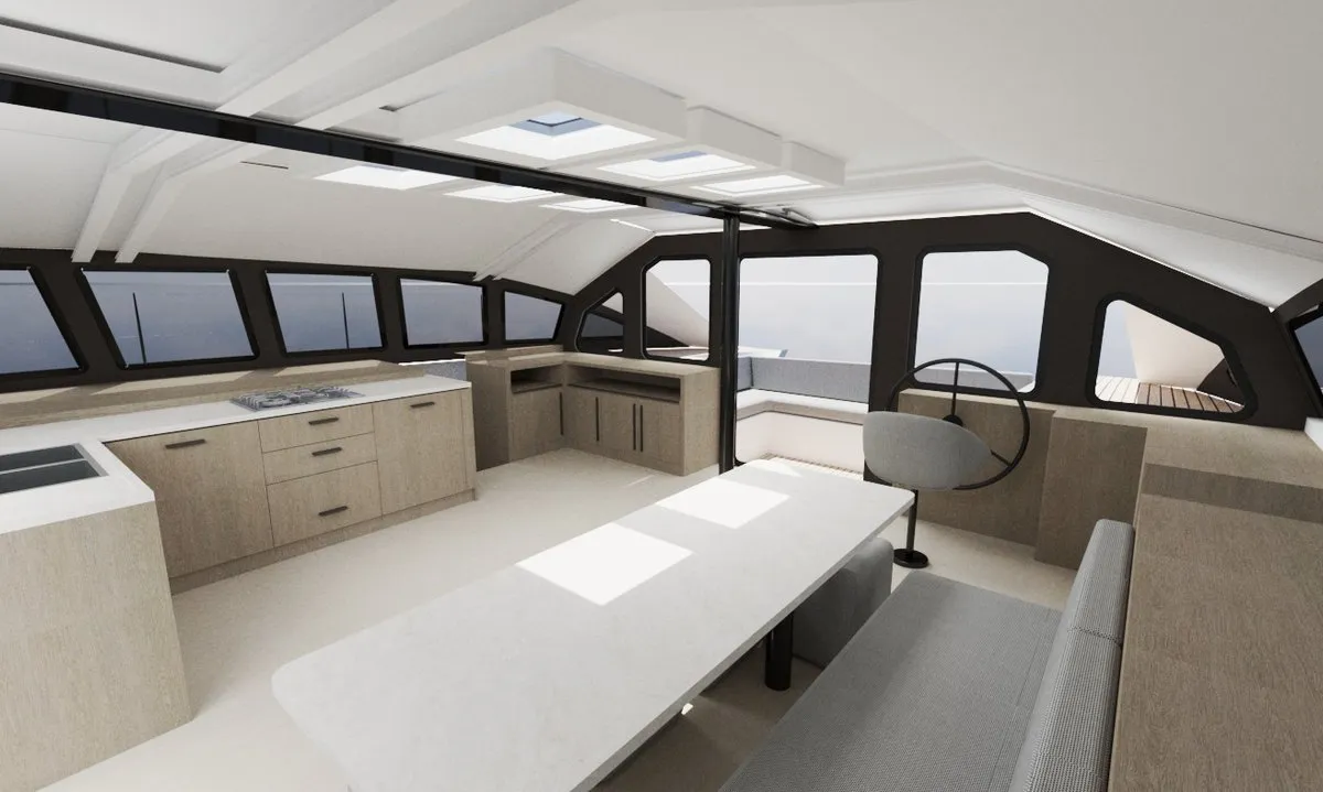 Salon of No Name, a Armor Boats Solitaire 1740 catamaran at Athens, Greece