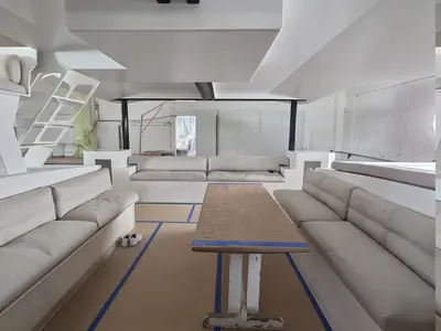 Salon of No Name, a Armor Boats Solitaire 1740 catamaran at Athens, Greece